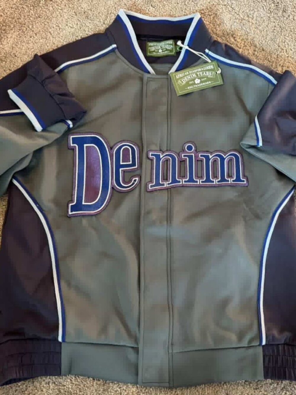 Denim Tears Track Jacket Grey Colorblock Full Zip Size XL